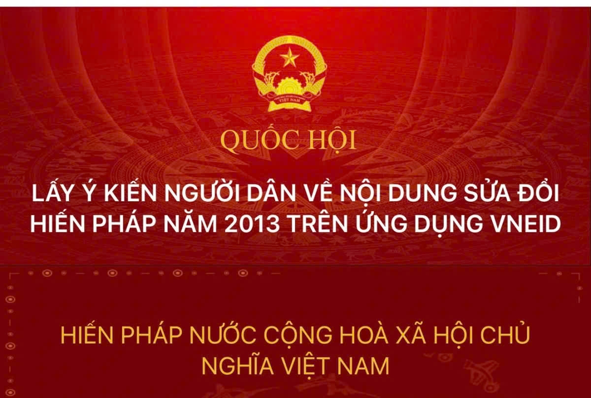Giao diện lấy ý kiến người dân về sửa đổi Hiến pháp năm 2013 trên VNeID