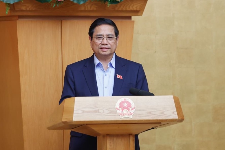 Thủ tướng phát biểu tại Phiên họp của Chính phủ về việc sắp xếp, tổ chức lại đơn vị hành chính các cấp và xây dựng mô hình tổ chức chính quyền địa phương 2 cấp - Ảnh: VGP/Nhật Bắc