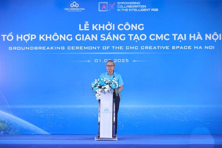 Chủ tịch HĐQT Tập đoàn CMC Nguyễn Trung Chính phát biểu tại Lễ khởi công - Ảnh: VGP/Nhật Bắc