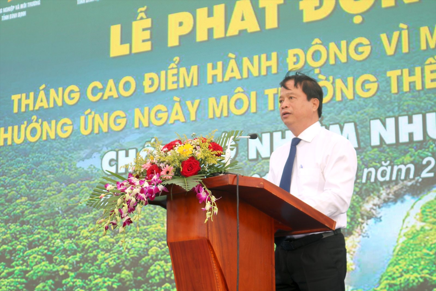 Ông Nguyễn Tuấn Thanh, Phó Chủ tịch Thường trực UBND tỉnh BÌnh Định phát biểu tại Lễ phát động