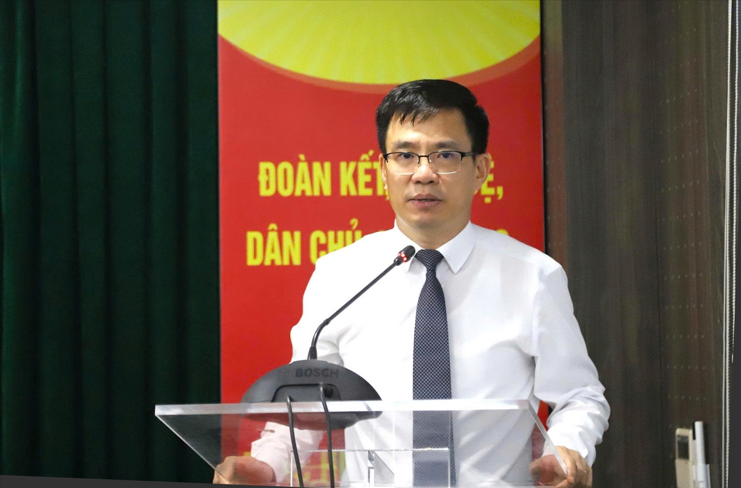 Ông Nguyễn Cao Thịnh, Bí thư Đảng bộ nhiệm kỳ 2020-2025, phát biểu tại Đại hội