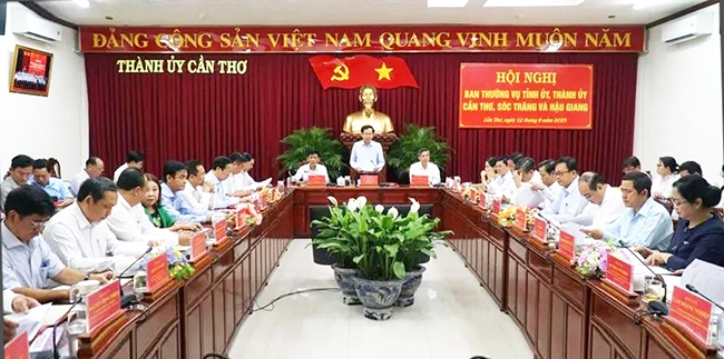 Ban Thường vụ Tỉnh ủy, Thành ủy Cần Thơ, Sóc Trăng và Hậu Giang họp hoàn thiện phương án nhân sự vào ngày 12/6. (Ảnh: CTV)