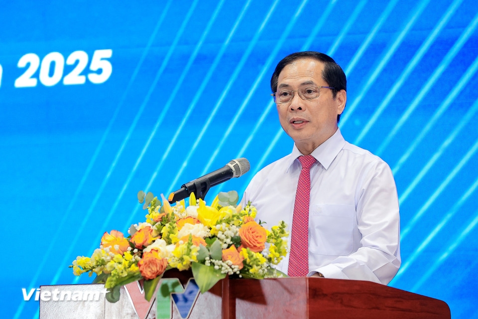 Phó Thủ tướng Chính phủ, Bộ trưởng Bộ Ngoại giao Bùi Thanh Sơn phát biểu tại buổi lễ (Nguồn ảnh Vietnamplus)