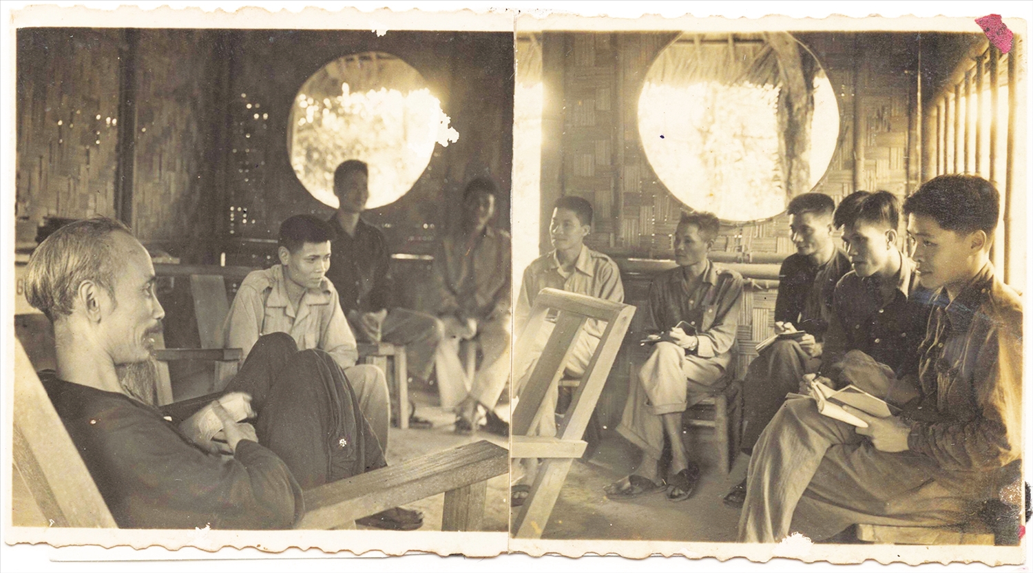 Chủ tịch Hồ Chí Minh với cán bộ, nhân viên Báo Sự Thật - tiền thân của Báo Nhân Dân. (Nguồn: Bảo tàng Báo chí Việt Nam)