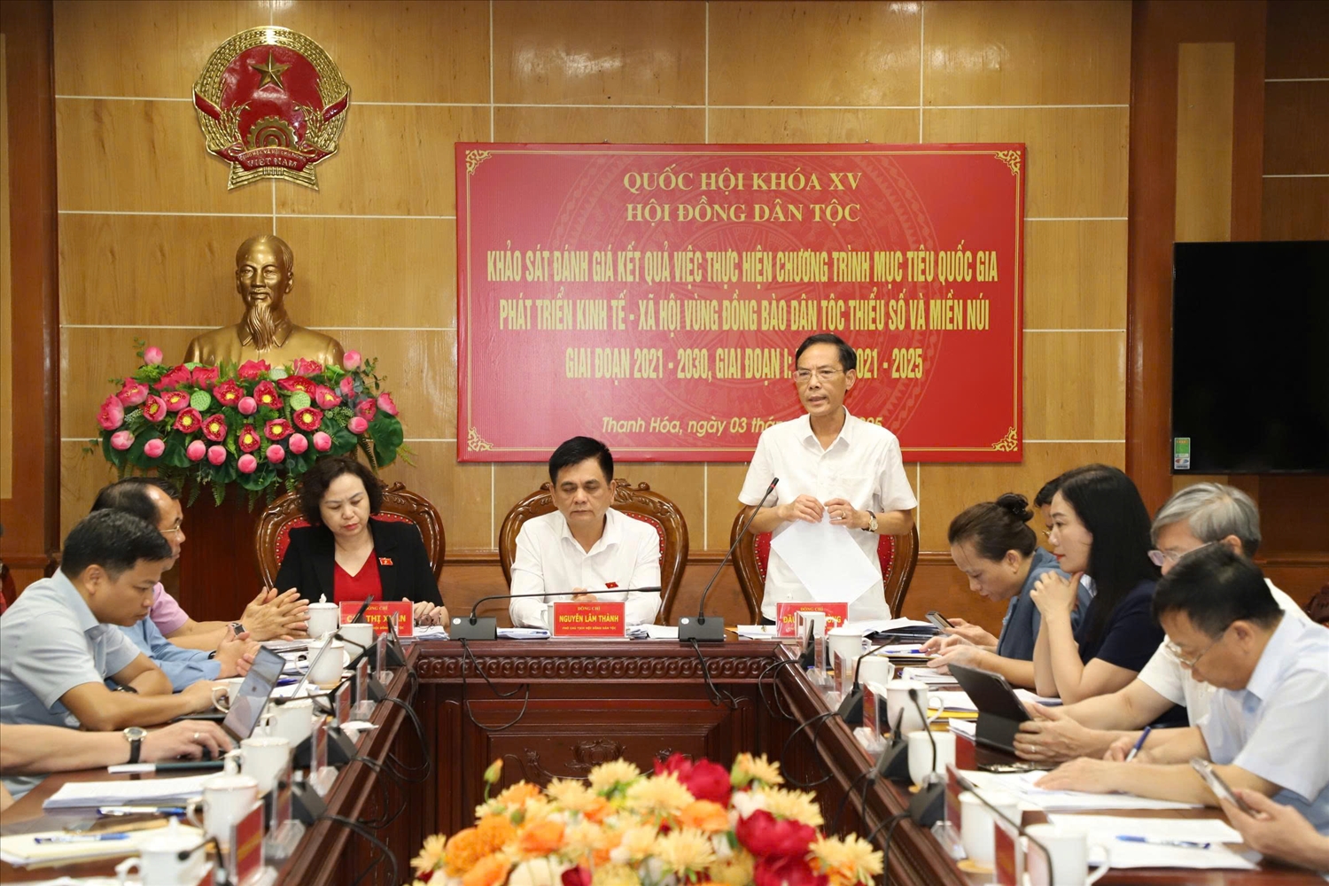 Phó Chủ tịch UBND tỉnh Thanh Hóa Đầu Thanh Tùng phát biểu tại buổi khảo sát