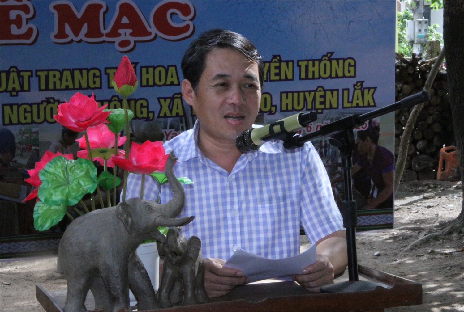  Phó Giám đốc Sở Văn hóa, Thể thao và Du lịch tỉnh Đắk Lắk Lại Đức Đại phát biểu tại buổi lễ
