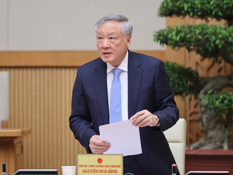 Phó Thủ tướng Thường trực Chính phủ Nguyễn Hòa Bình phát biểu tại phiên họp - Ảnh: VGP/Nhật Bắc