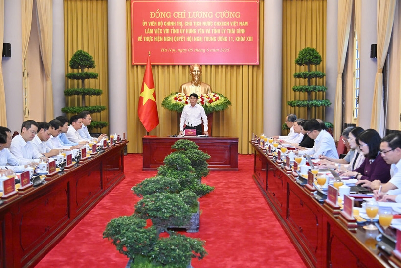 Chủ tịch nước Lương Cường làm việc với Tỉnh ủy Hưng Yên và Tỉnh ủy Thái Bình.