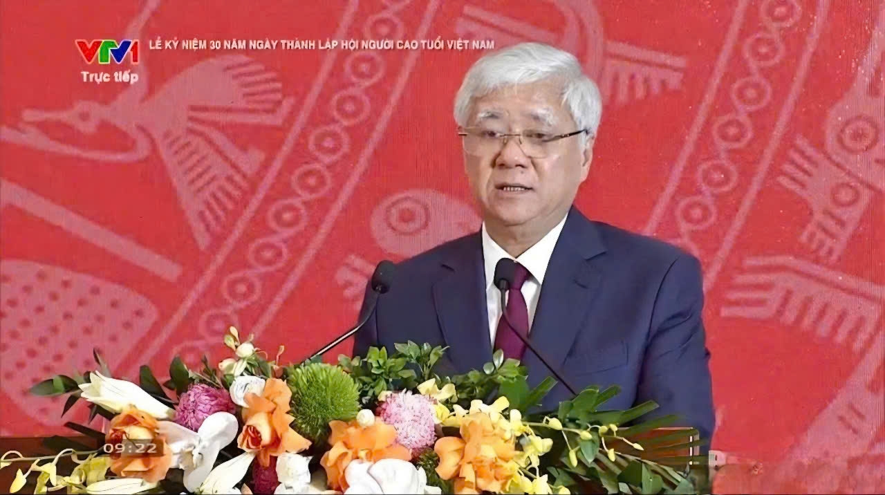Ủy viên Bộ Chính trị, Bí thư Trung ương Đảng, Chủ tịch Ủy ban Trung ương MTTQ Việt Nam Đỗ Văn Chiến phát biểu tại lễ Kỷ niệm. Ảnh: Internet