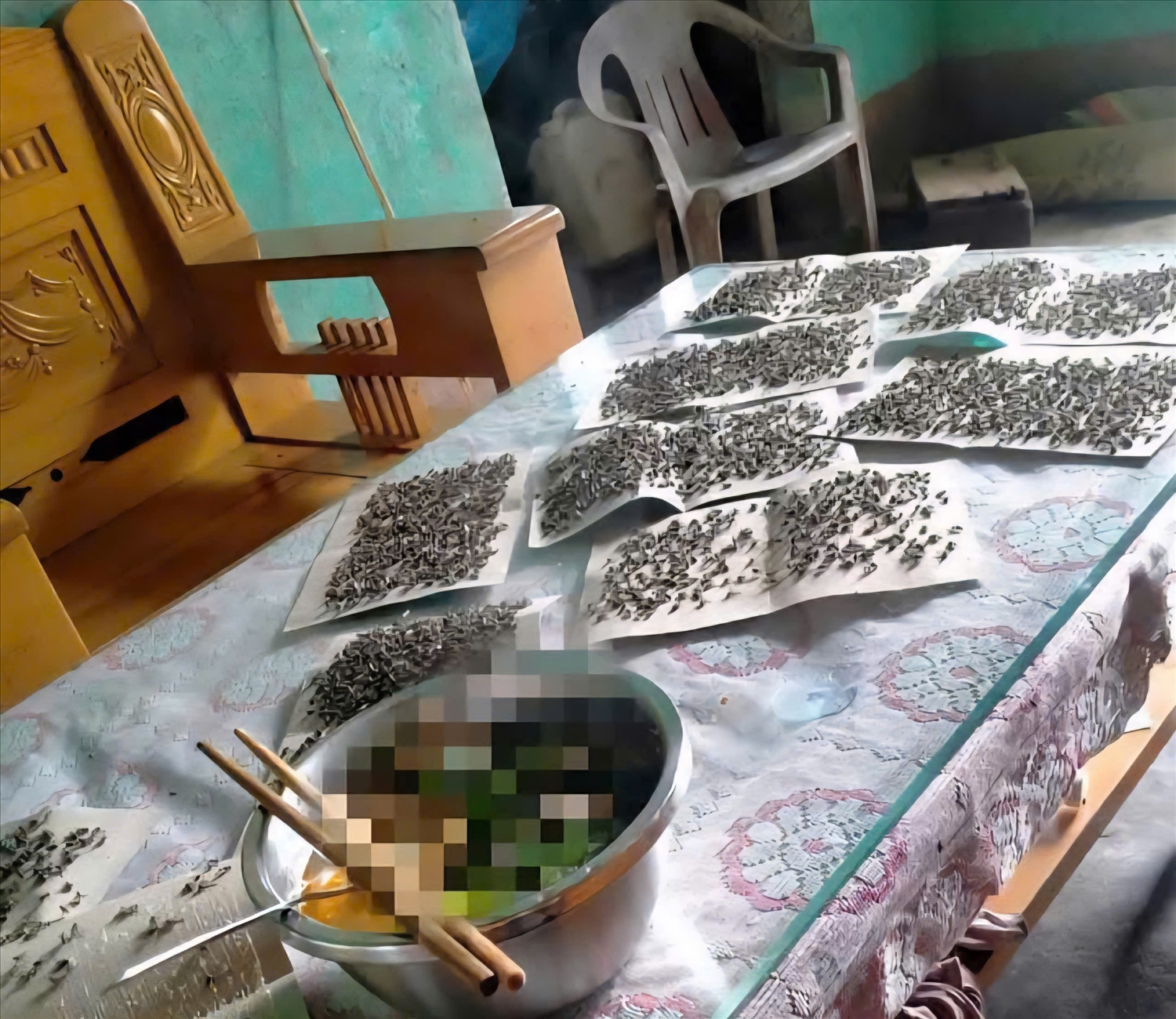 Anh Nông Văn Dũng, một trong những người dân tham gia chốt chặn, bức xúc: “Từ ngày có bãi rác, mùi hôi ngày càng nặng. Ruồi nhiều kinh khủng, gần như ăn ngủ cùng rác. Nhiều khi ăn cơm phải mắc màn để tránh ruồi bu kín.” (Ảnh: Người dân cung cấp)