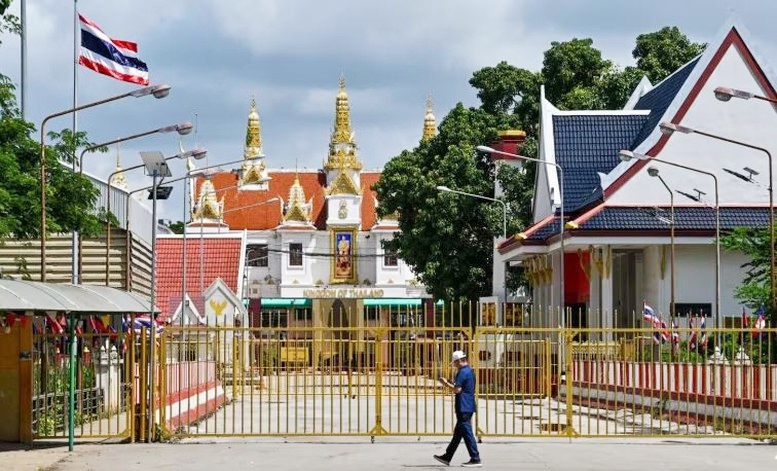 Một trạm kiểm soát biên giới giữa Campuchia và Thái Lan. (Ảnh: AFP)