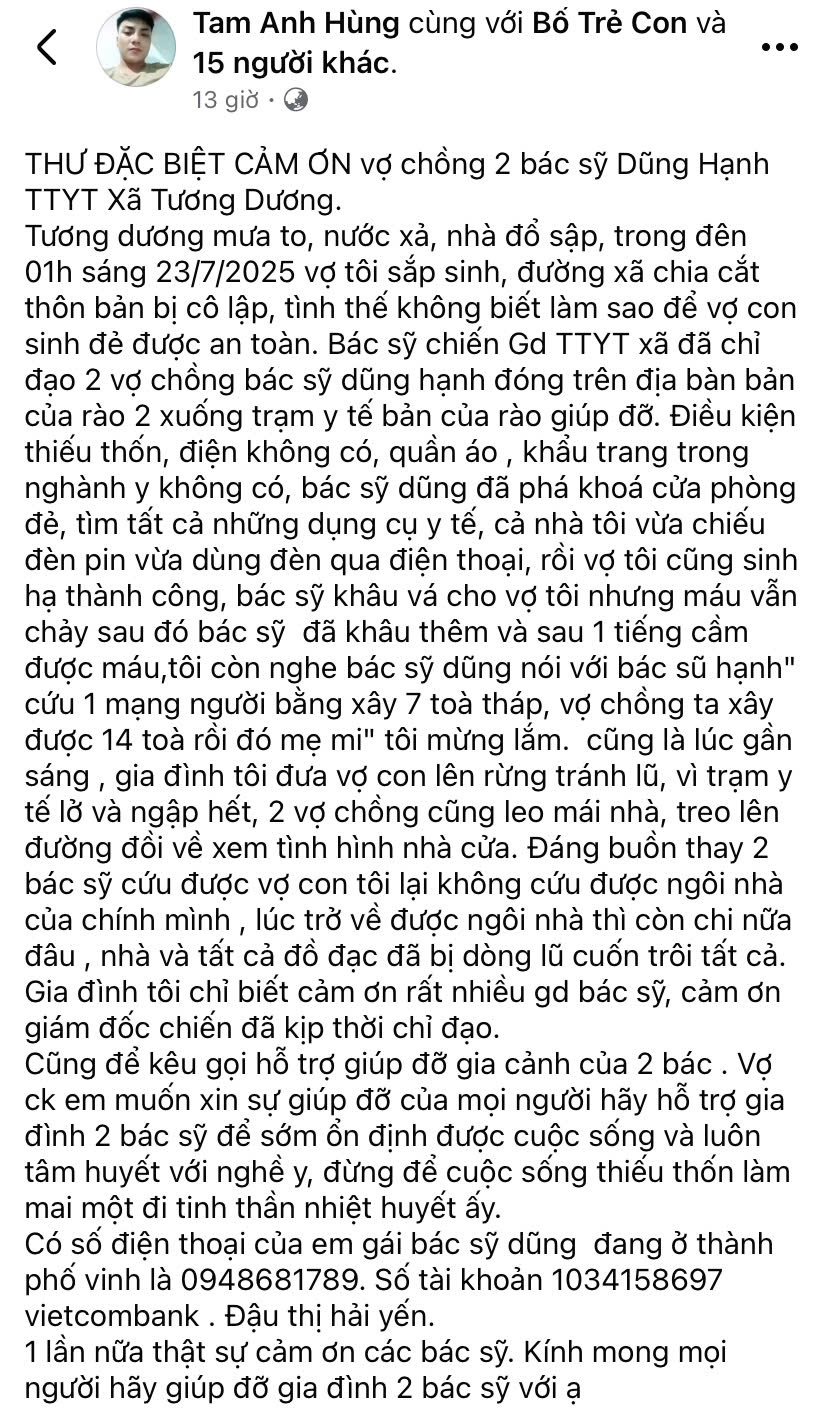 Trạng thái trên mạng xã hội của người nhà Lô Thị Hoa (Ảnh: Thanh Hải)