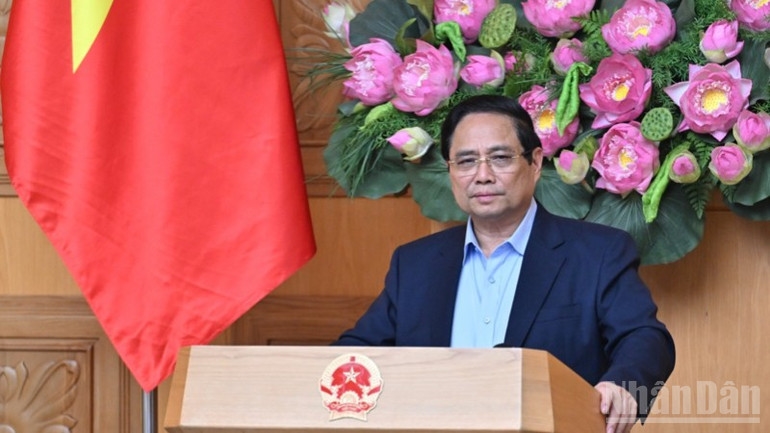 Thủ tướng Phạm Minh Chính phát biểu ý kiến tại hội nghị. (Ảnh: Trần Hải) 