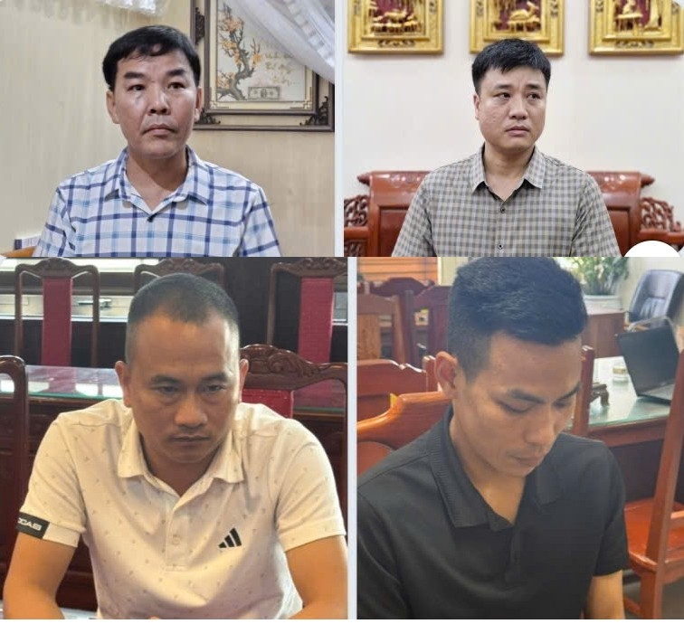 Bốn đối tượng có liên quan đến đường dây tổ chức đánh bạc, đánh bạc dưới hình thức mua bán số lô, số đề. (Ảnh: Cơ quan công an cung cấp)