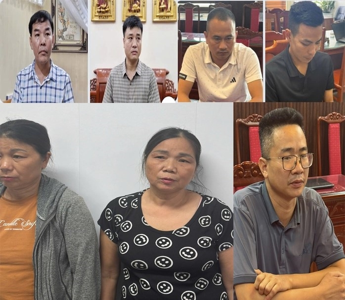 7 đối tượng bị tạm giữ hình sự liên quan đến hành vi đánh bạc dưới hình thức ghi số lô, số đề. Ảnh: CACC
