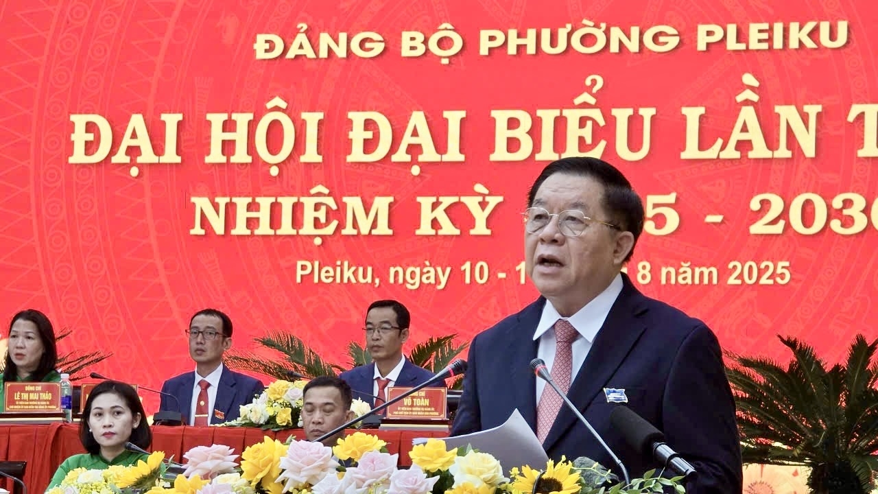 Ủy viên Bộ Chính trị, Bí thư Trung ương Đảng, Trưởng ban Tuyên giáo và Dân vận Trung ương Nguyễn Trọng Nghĩa phát biểu chỉ đạo tại Đại hội