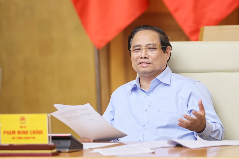 Thủ tướng nêu rõ, việc trình ban hành các nghị quyết này phải đặt trong tổng thể các nghị quyết ""trụ cột" mà Bộ Chính trị đã ban hành và sẽ ban hành thời gian tới - Ảnh: VGP/Nhật Bắc