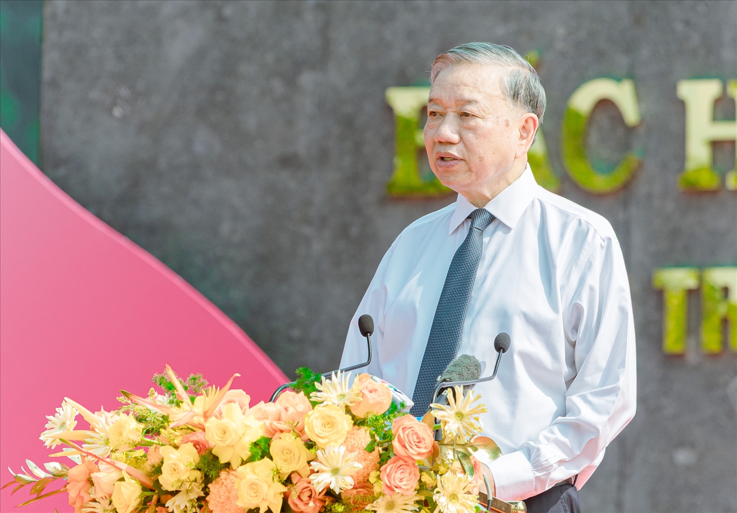 Tổng Bí thư Tô Lâm phát biểu tại Lễ khánh thành Tượng đài Bác Hồ ở Tân Trào. Ảnh: Vũ Mừng