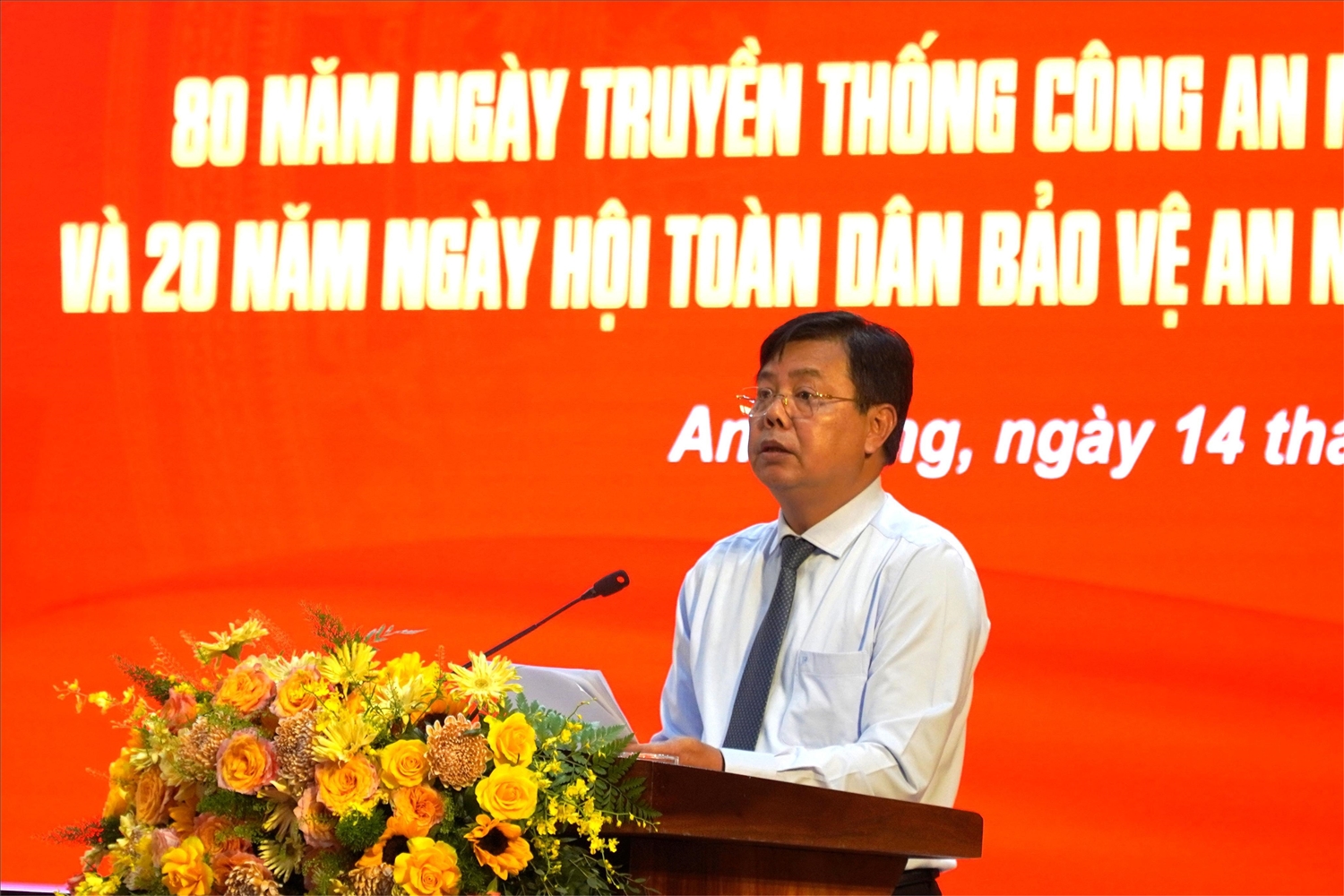 Ông Nguyễn Tiến Hải, Bí thư Tỉnh uỷ An Giang phát biểu tại buổi lễ.