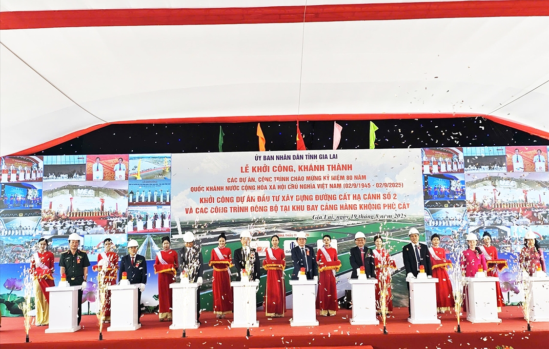 Gia Lai khởi công, khánh thành các dự án chào mừng Quốc khánh. (Ảnh Lê Phương).