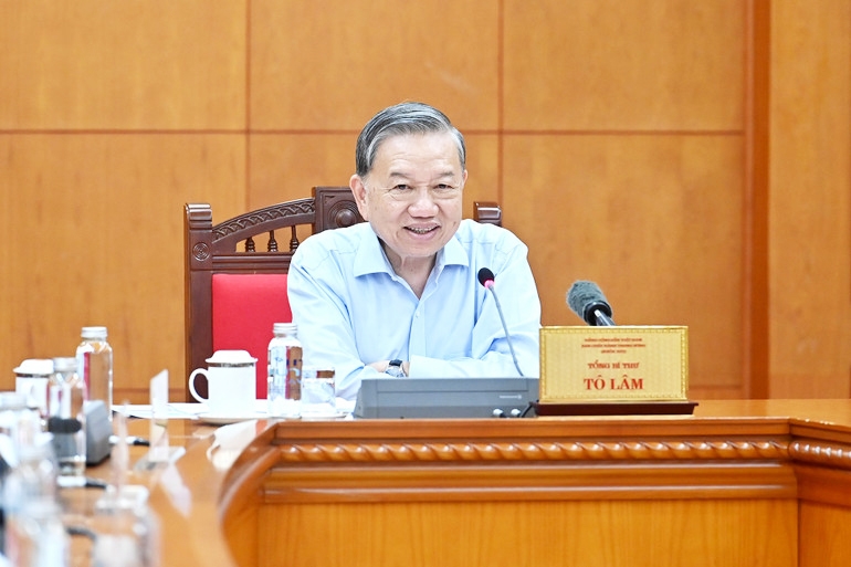 Tổng Bí thư Tô Lâm phát biểu chỉ đạo tại buổi làm việc. (Ảnh: Đăng Khoa)