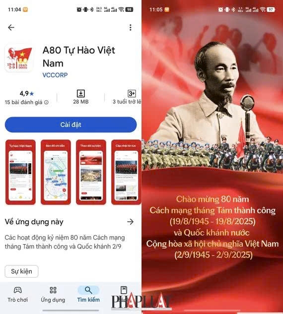 Cài đặt ứng dụng A80 - Tự hào Việt Nam trên điện thoại. Ảnh: TIỂU MINH