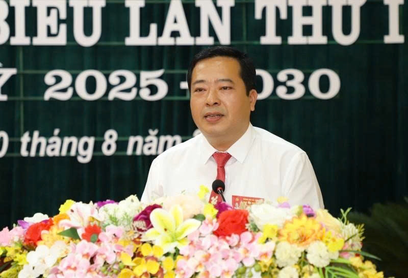 Ông Chu Đình Trọng, Bí thư Đảng ủy xã Tam Lư phát biểu tại Đại hội(Ảnh:Quỳnh Trâm)