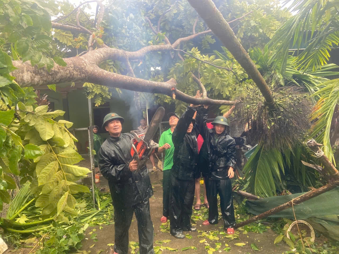 Do ảnh hưởng của bão số 5, trên địa bàn tỉnh Nghệ An xảy ra mưa to, gió lớn kéo dài, làm nhiều cây cối gãy đổ, nhiều tuyến đường giao thông bị sạt lở, ách tắc; đất đá tràn vào nhà dân, gây mất an toàn.