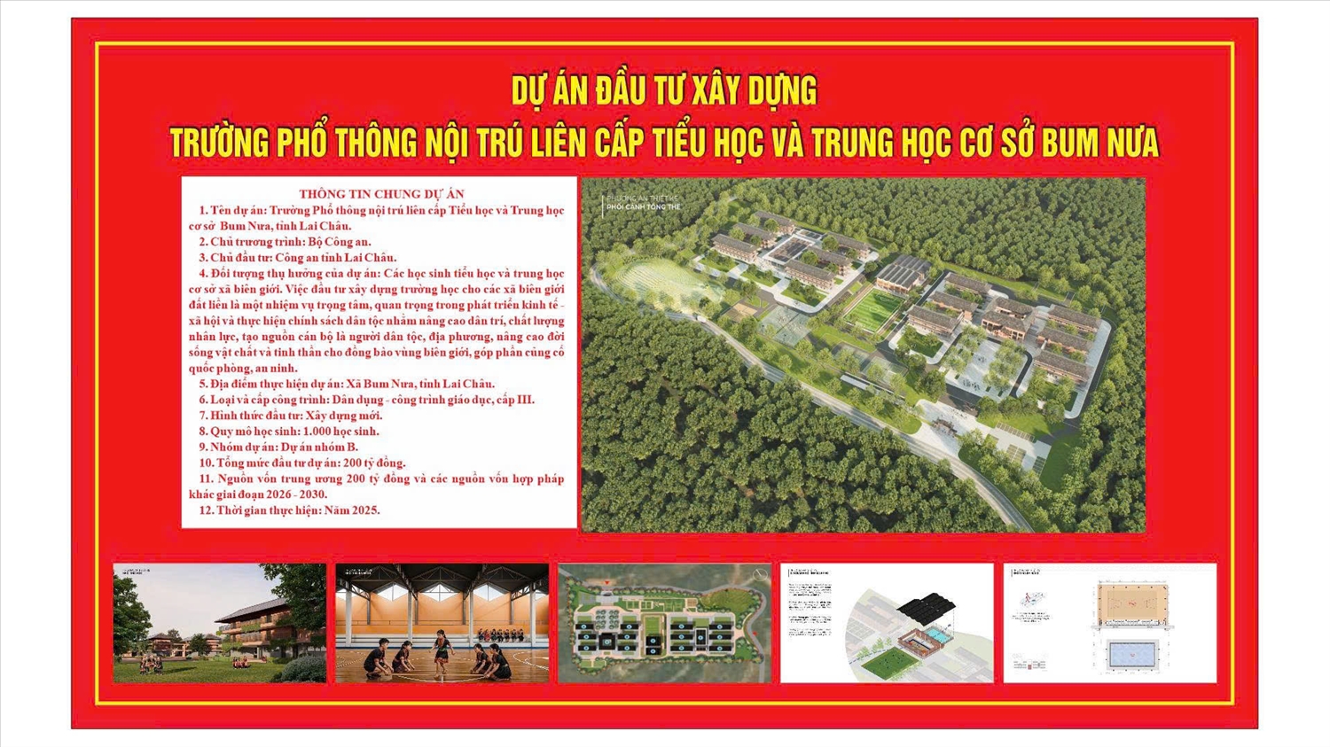 Thiết kế tổng thể trường phổ thông nội trú liên cấp tiểu học học và trung học cơ sở Bum Nưa (ảnh Trọng Bảo)