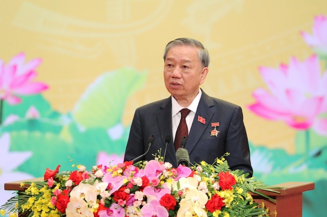 Tổng Bí thư Tô Lâm phát biểu tại buổi gặp mặt.