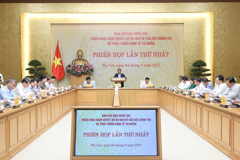 Phiên họp lần thứ nhất của Ban Chỉ đạo quốc gia triển khai Nghị quyết số 68-NQ/TW của Bộ Chính trị về phát triển kinh tế tư nhân - Ảnh: VGP/Nhật Bắc 