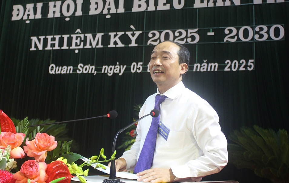 Ông Lê Tiến Lam, Ủy viên Ban Thường vụ Tỉnh ủy, Phó Chủ tịch Thường trực HĐND tỉnh Thanh Hóa, phát biểu chỉ đạo tại Đại hội. (Ảnh: Quỳnh Trâm)