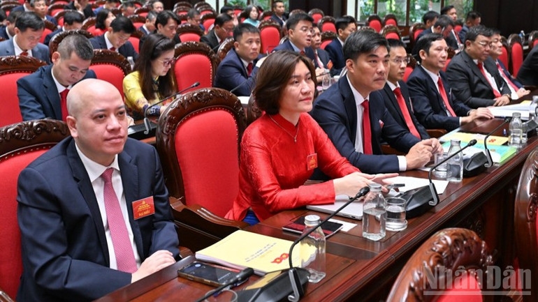 Các đại biểu tham dự Đại hội đại biểu Đảng bộ Bộ Xây dựng lần thứ I, nhiệm kỳ 2025 - 2030. (Ảnh: Trần Hải) 