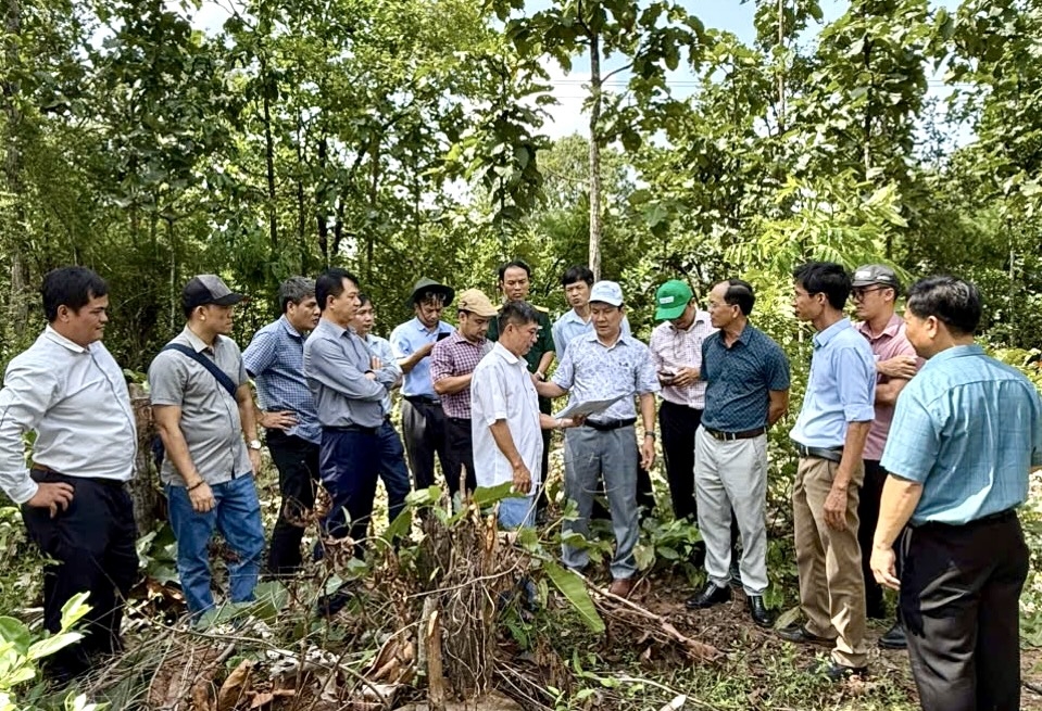 Ông Phạm Văn Nam, Giám đốc Sở GD&ĐT tỉnh Gia Lai cùng đoàn công tác khảo sát, lập phương án đầu tư xây dựng trường phổ thông nội trú liên cấp tại 7 xã biên giới