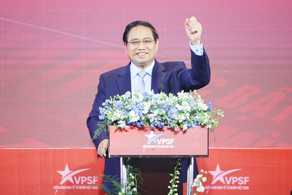Thủ tướng Chính phủ bày tỏ tin tưởng vào sự phát triển đột phá của kinh tế tư nhân trong tương lai - Ảnh: VGP/Nhật Bắc