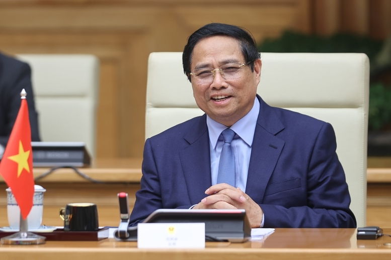 Thủ tướng khẳng định, phát triển quan hệ với Trung Quốc là yêu cầu khách quan, lựa chọn chiến lược, lựa chọn tự nhiên, ưu tiên hàng đầu trong chính sách đối ngoại của Việt Nam - Ảnh: VGP/Nhật Bắc