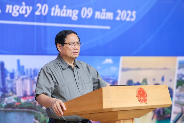 Đồng chí Phạm Minh Chính, Ủy viên Bộ Chính trị, Thủ tướng Chính phủ, Chủ tịch Hội đồng điều phối vùng Đồng bằng sông Hồng, chủ trì Hội nghị lần thứ 6 của Hội đồng - Ảnh: VGP/Nhật Bắc