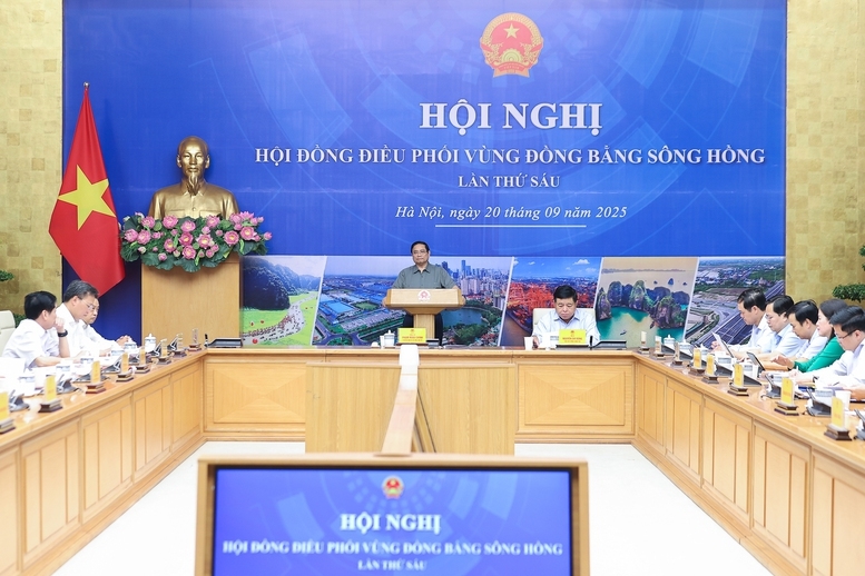 Hội nghị Hội đồng điều phối vùng Đồng bằng sông Hồng lần thứ 6- Ảnh: VGP/Nhật Bắc