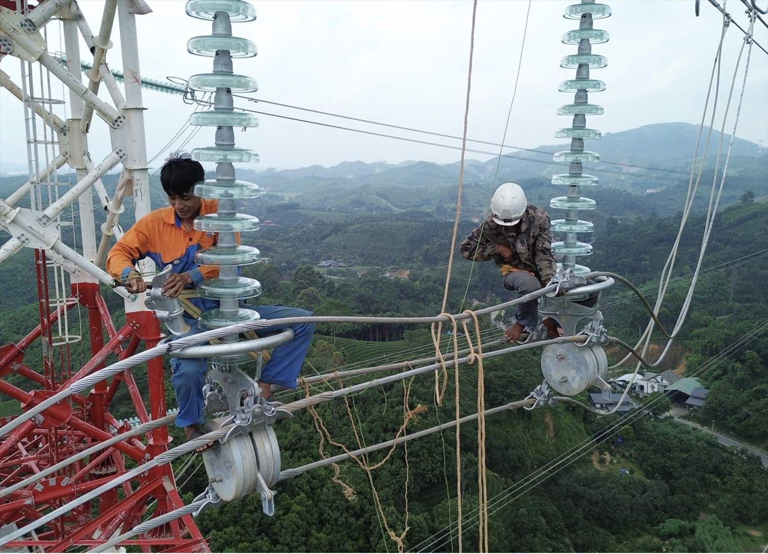 Kỹ sư kẹp cố định vị trí cáp
