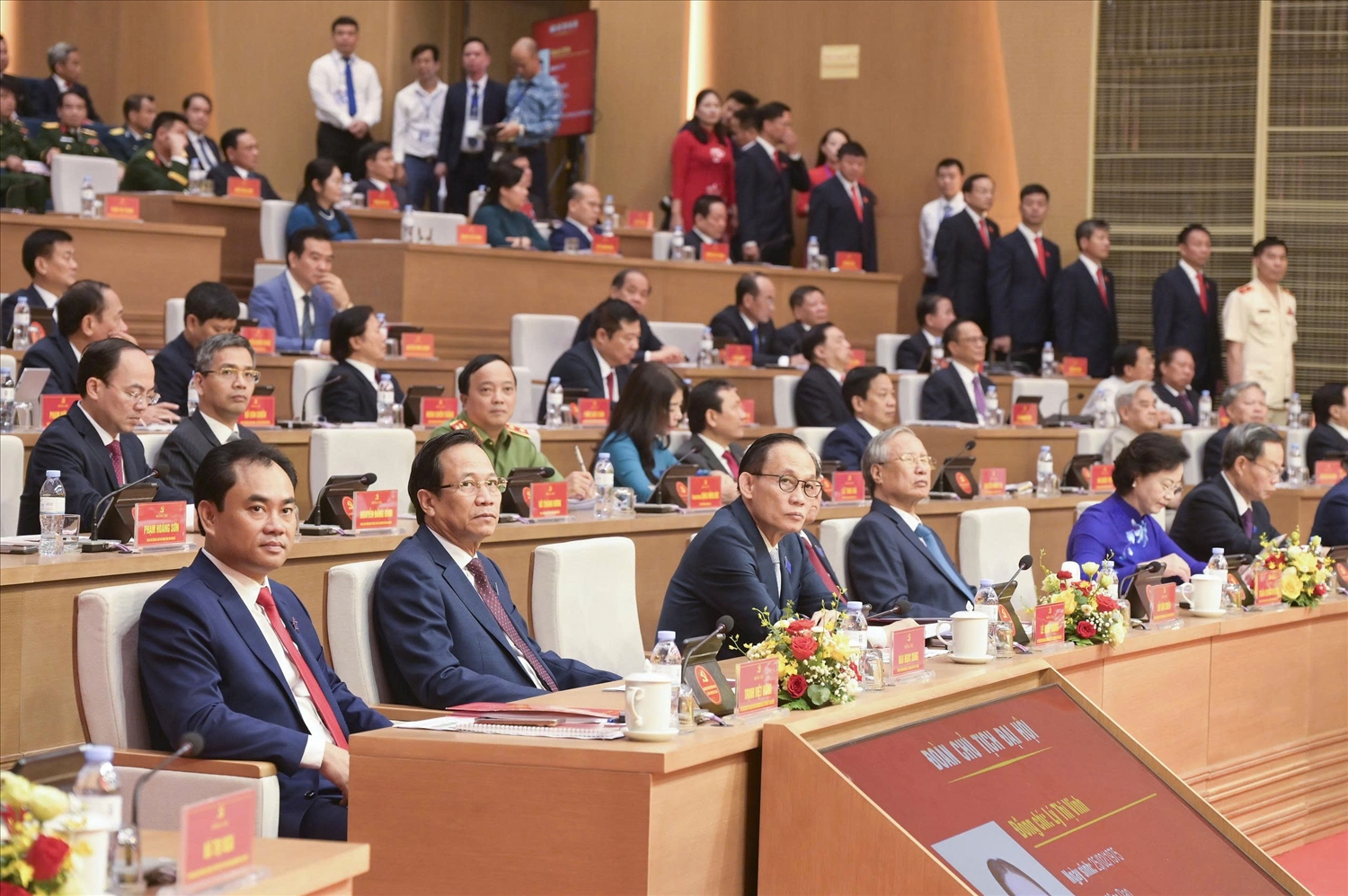 Các đồng chí lãnh đạo Đảng, Nhà nước dự Đại hội (Ảnh: Trọng Bảo)