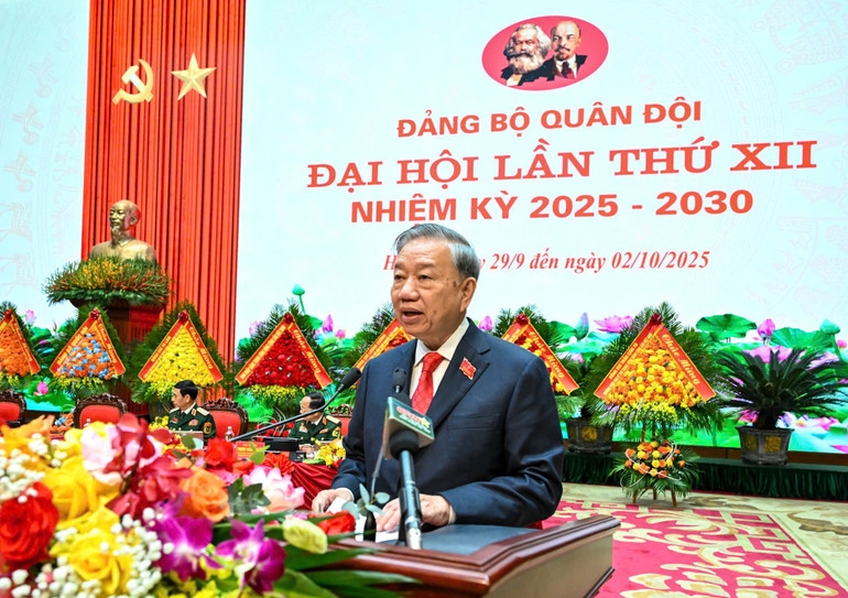 Tổng Bí thư Tô Lâm phát biểu chỉ đạo Đại hội. (Ảnh: DUY LINH)