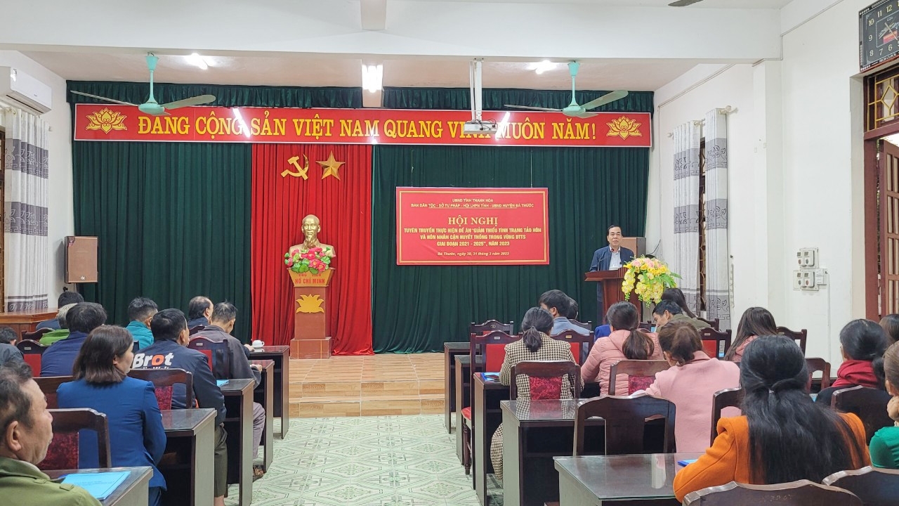 Sở Dân tộc và Tôn giáo tỉnh Thanh Hóa phối hợp với các ngành chức năng tổ chức Hội nghị tuyên truyền thực hiện Đề án “Giảm thiểu tình trạng tảo hôn và hôn nhân cận huyết thống trong vùng DTTS giai đoạn 2021-2025” trên địa bàn miền núi