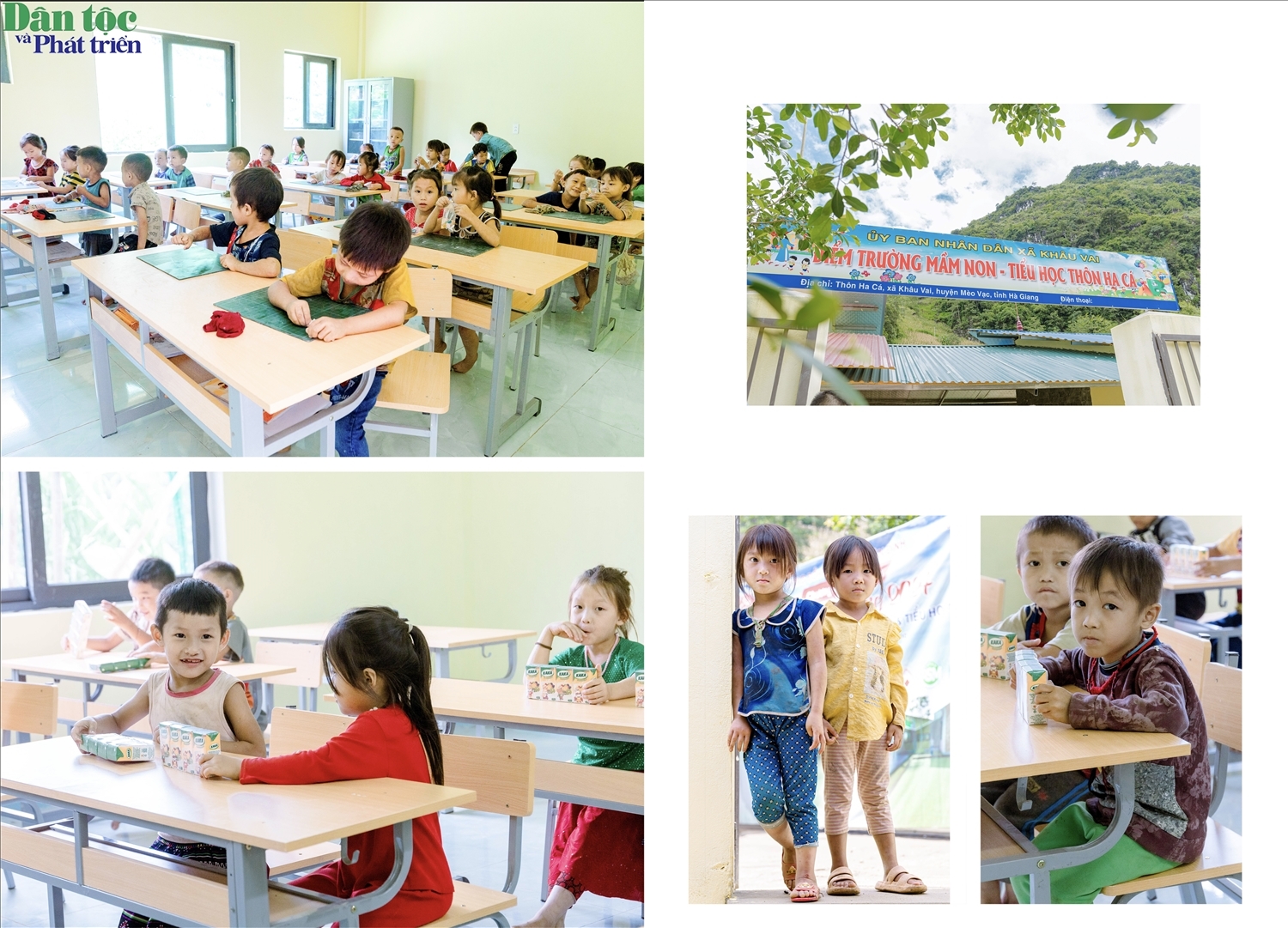 Các em học sinh của thôn Ha Cá trong lớp học mới, xã Khâu Vai, tỉnh Tuyên Quang. Ảnh: Vũ Mừng