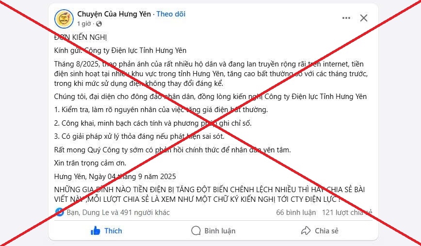 TIN CHỊ HẠ- EVNNPC cảnh báo hiện tượng lan truyền thông tin sai sự thật về hóa đơn tiền điện trên mạng xã hội 3