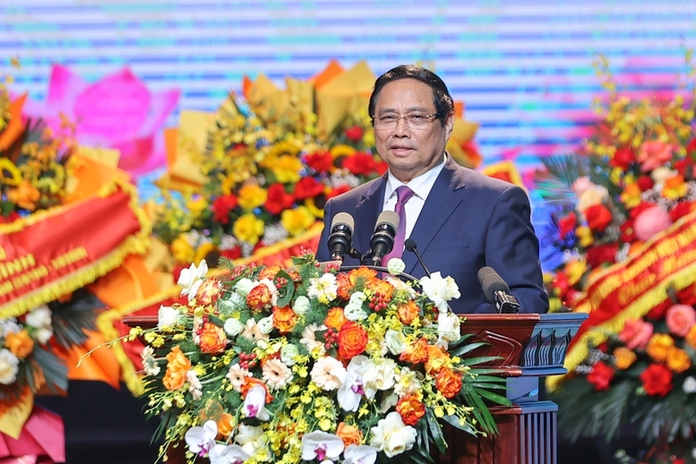 Thủ tướng Phạm Minh Chính điểm lại những mốc son trong 80 năm qua của Đài Tiếng nói Việt Nam - Ảnh: VGP/Nhật Bắc