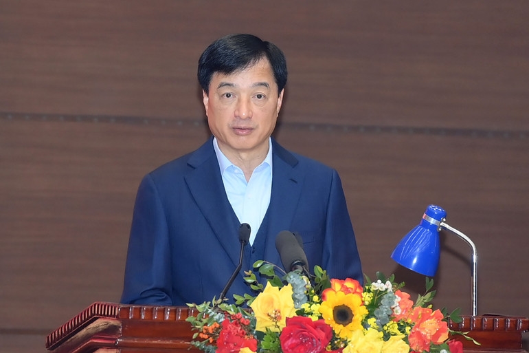 Đồng chí Nguyễn Duy Ngọc, Ủy viên Bộ Chính trị, Bí thư Thành ủy Hà Nội phát biểu tại buổi làm việc. (Ảnh: ĐĂNG KHOA)