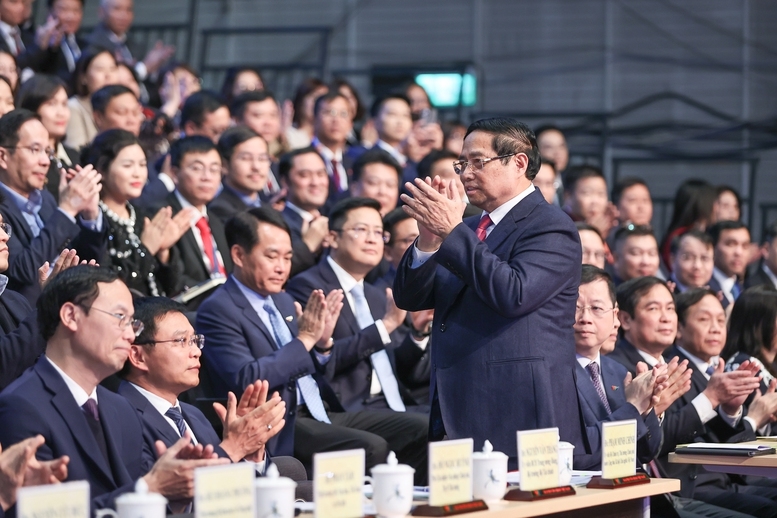 Thủ tướng Phạm Minh Chính dự Hội nghị tổng kết công tác năm 2025 và triển khai nhiệm vụ năm 2026 của Đài Truyền hình Việt Nam - Ảnh: VGP/Nhật Bắc