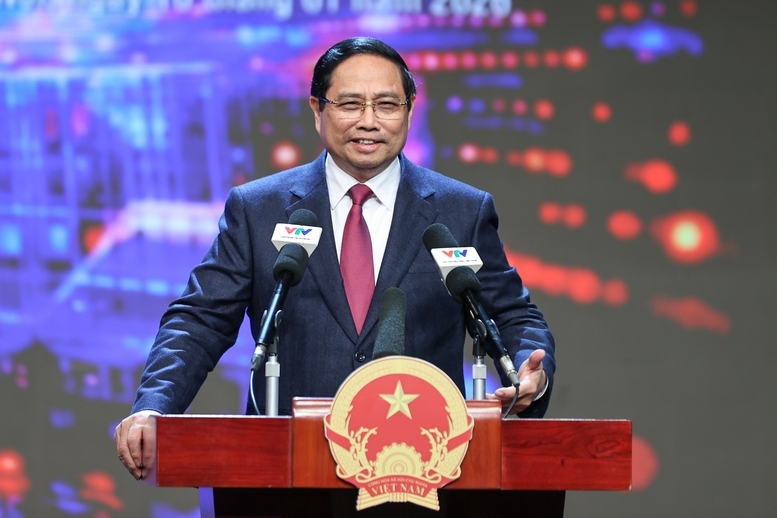 Thủ tướng đánh giá cao và biểu dương VTV thực hiện tốt các nhiệm vụ được Thủ tướng Chính phủ giao tại Hội nghị tổng kết năm 2024 - Ảnh: VGP/Nhật Bắc