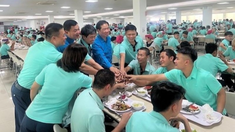 Bữa cơm Công đoàn năm 2025 tại Công ty TNHH Canon Việt Nam. (Ảnh: Kiều Vũ)