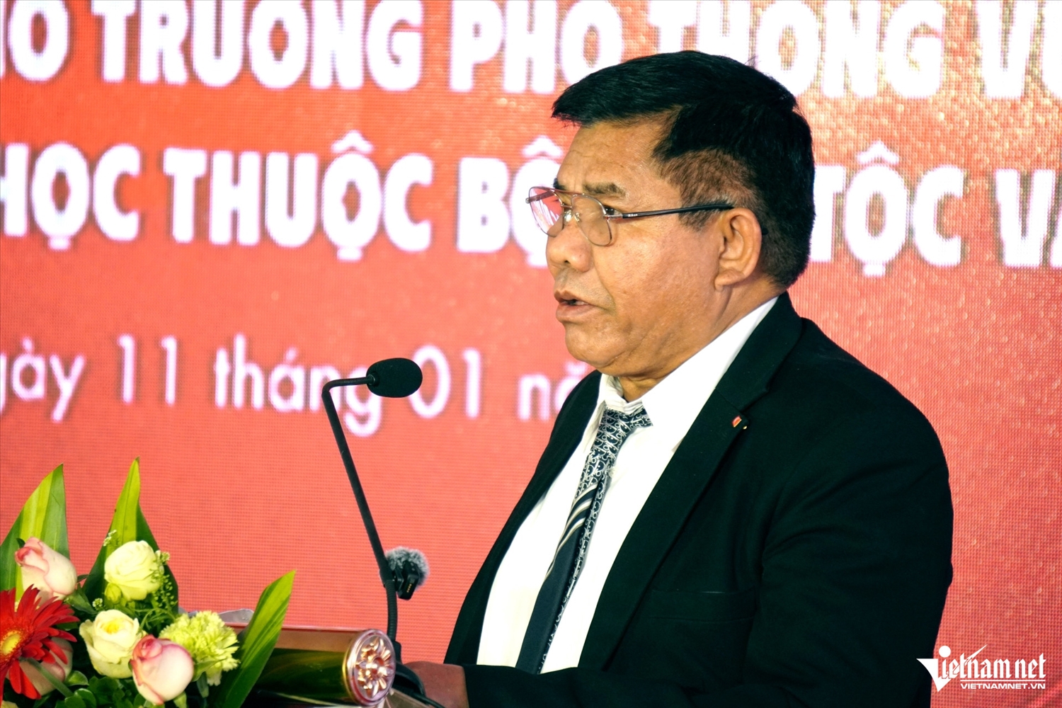 Thứ trưởng Y Thông phát biểu tại buổi lễ. Ảnh: Lê Dương